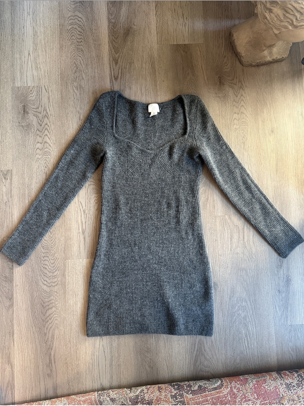 H&M Charcoal Ribbed V-Neck Sweater Dress